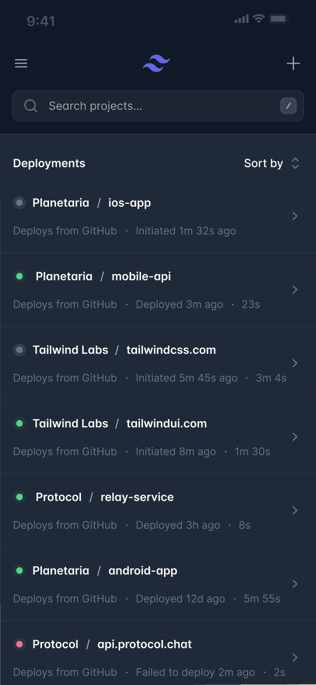 Mobile app screenshot